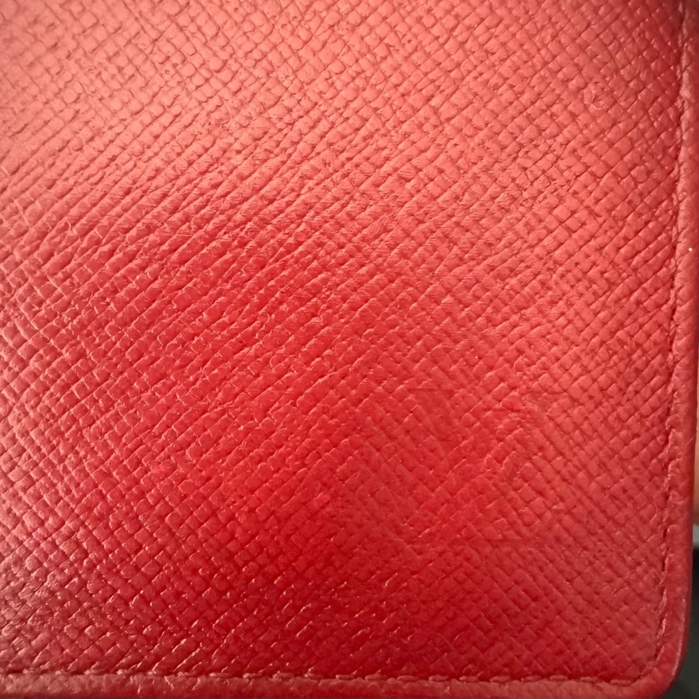 Louis Vuitton Red Taiga Bifold Card Wallet